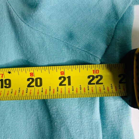 Flax Tunic Dress Size Small Linen Short‎ Sleeve Light Teal - Picture 7 of 10